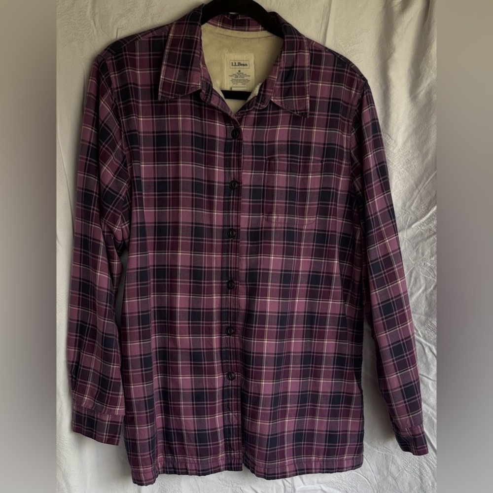 L.L. Bean Women's Purple Flannel Long Sleeve Shirt Medium